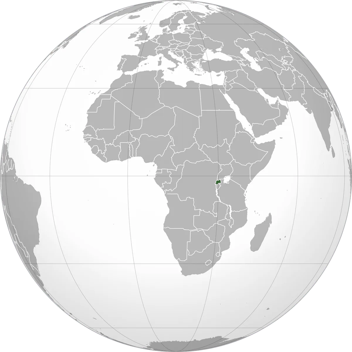 Rwanda on the globe