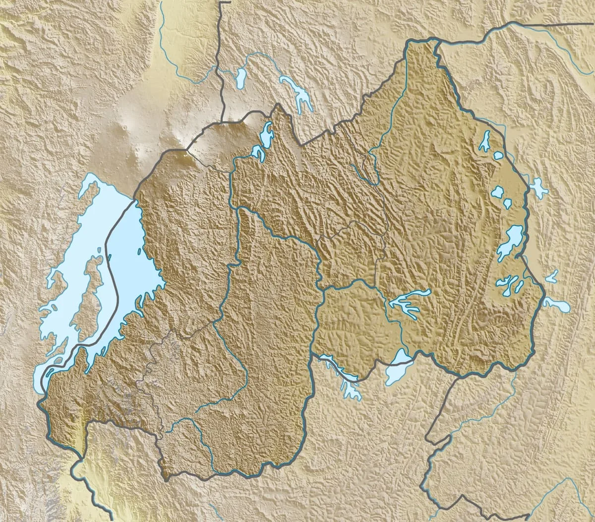 Relief map of Rwanda — physical geography