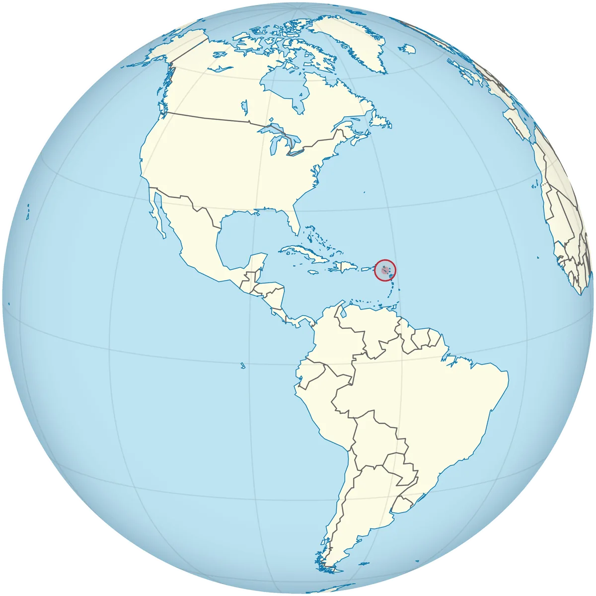 Saint Kitts and Nevis on the globe