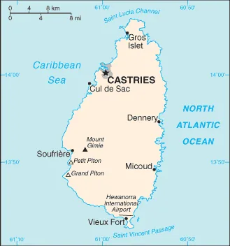 Reference map of Saint Lucia (CIA World Factbook)