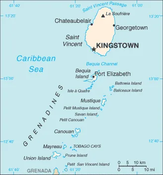Reference map of Saint Vincent and the Grenadines (CIA World Factbook)