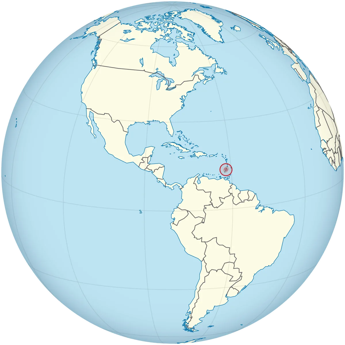 Saint Vincent and the Grenadines on the globe