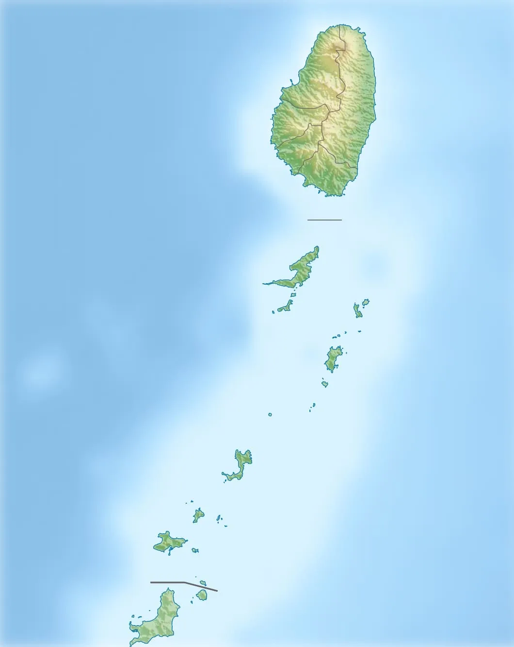 Relief map of Saint Vincent and the Grenadines — physical geography