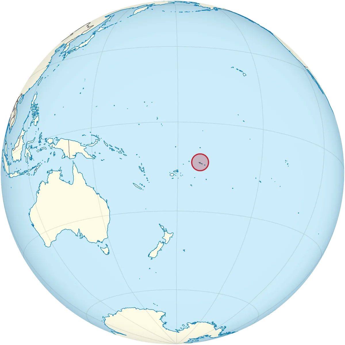 Samoa on the globe