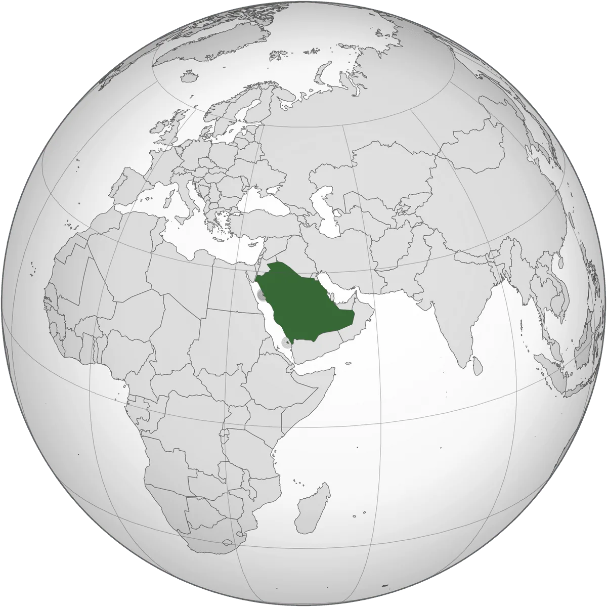 Saudi Arabia on the globe