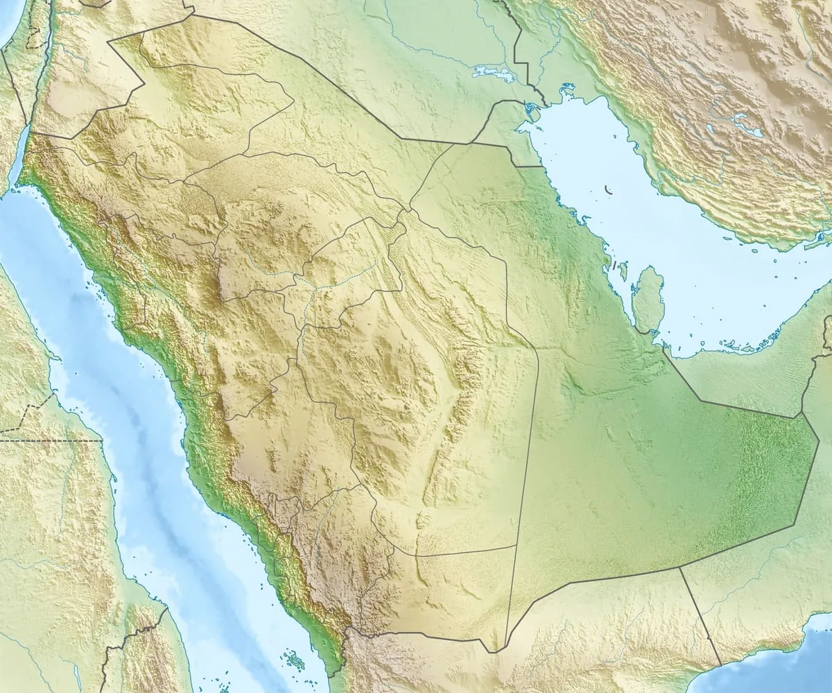 Relief map of Saudi Arabia — physical geography