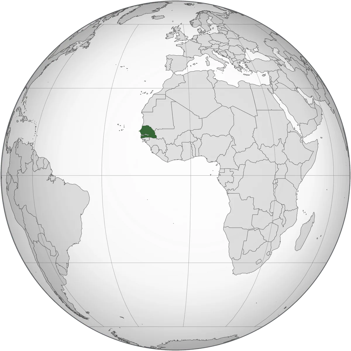 Senegal on the globe