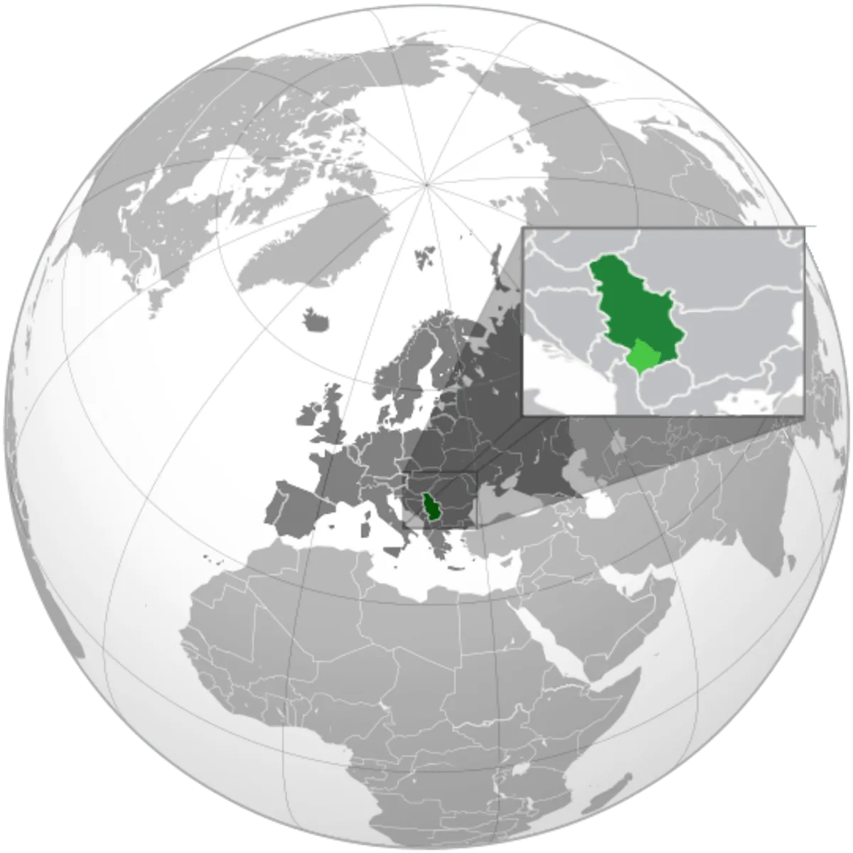 Serbia on the globe