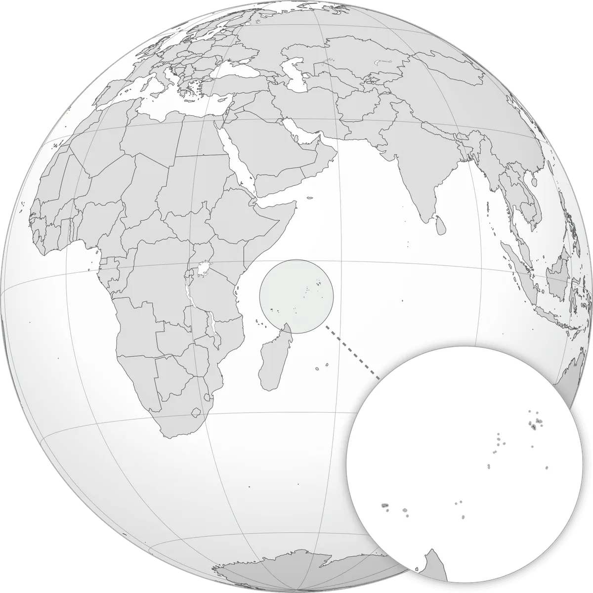 the Seychelles on the globe