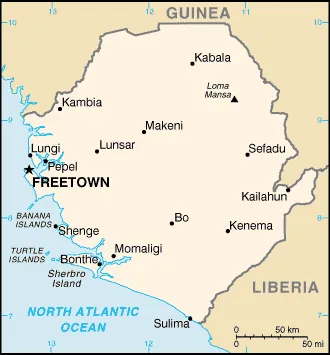 Reference map of Sierra Leone (CIA World Factbook)