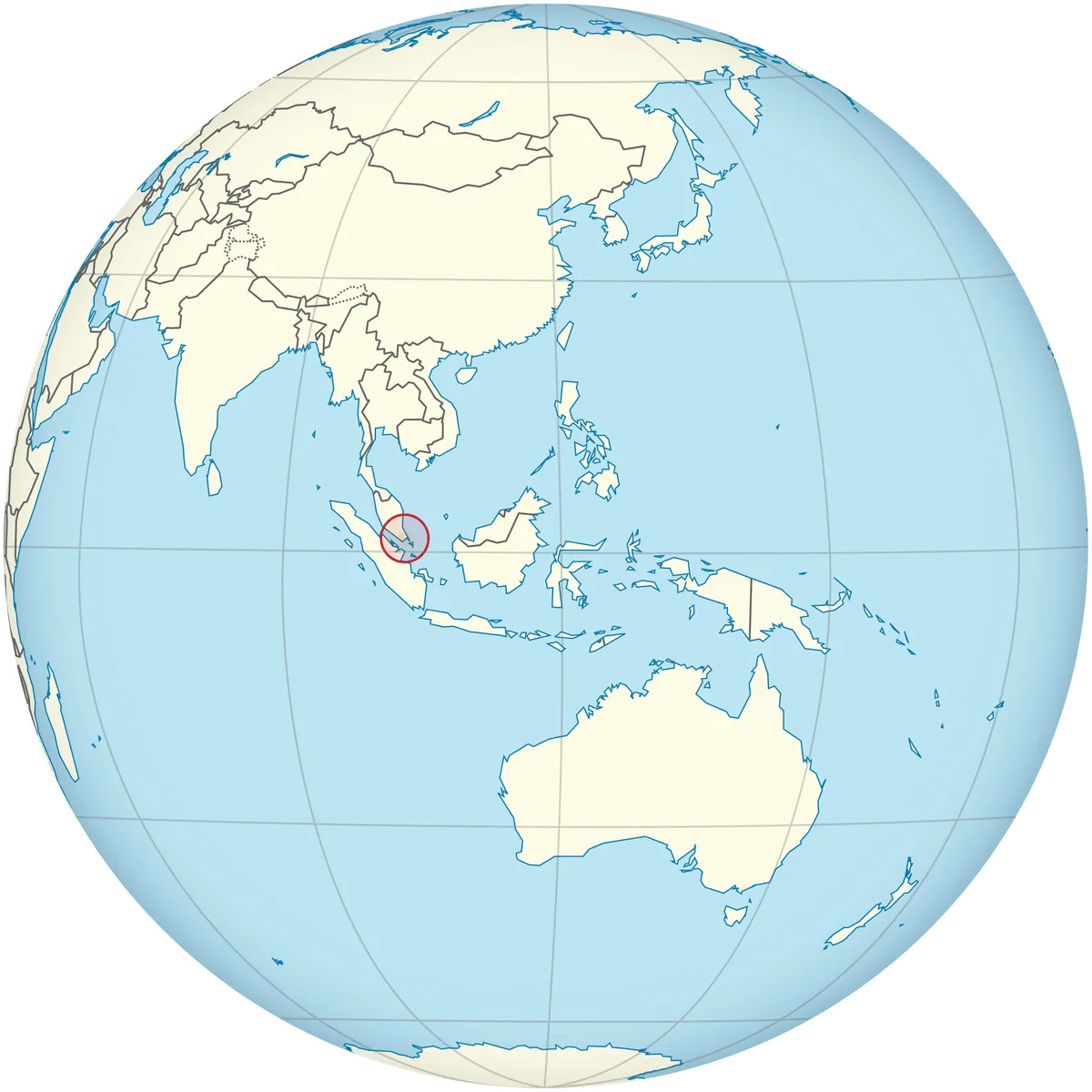 Singapore on the globe