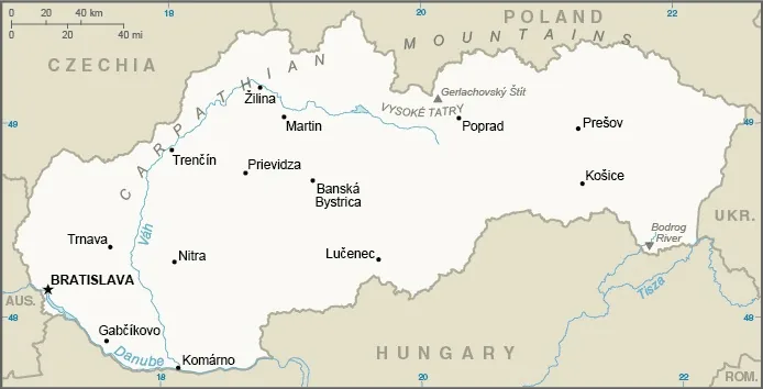 Reference map of Slovakia (CIA World Factbook)