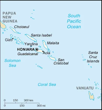 Reference map of the Solomon Islands (CIA World Factbook)