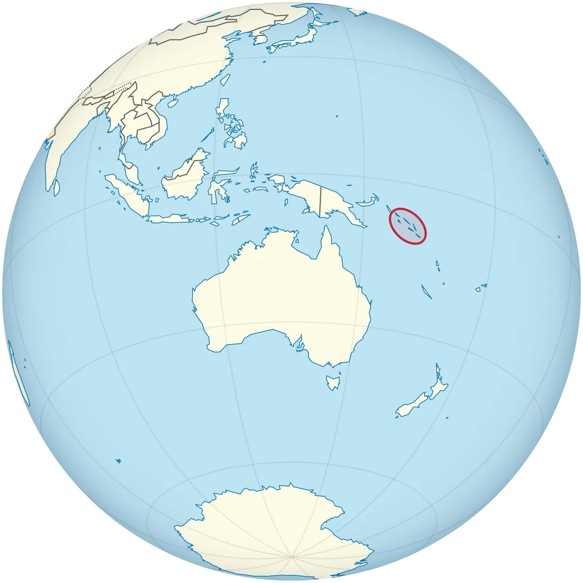 the Solomon Islands on the globe