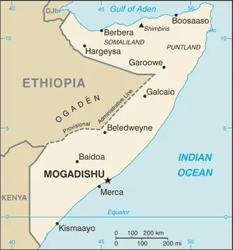 Reference map of Somalia (CIA World Factbook)