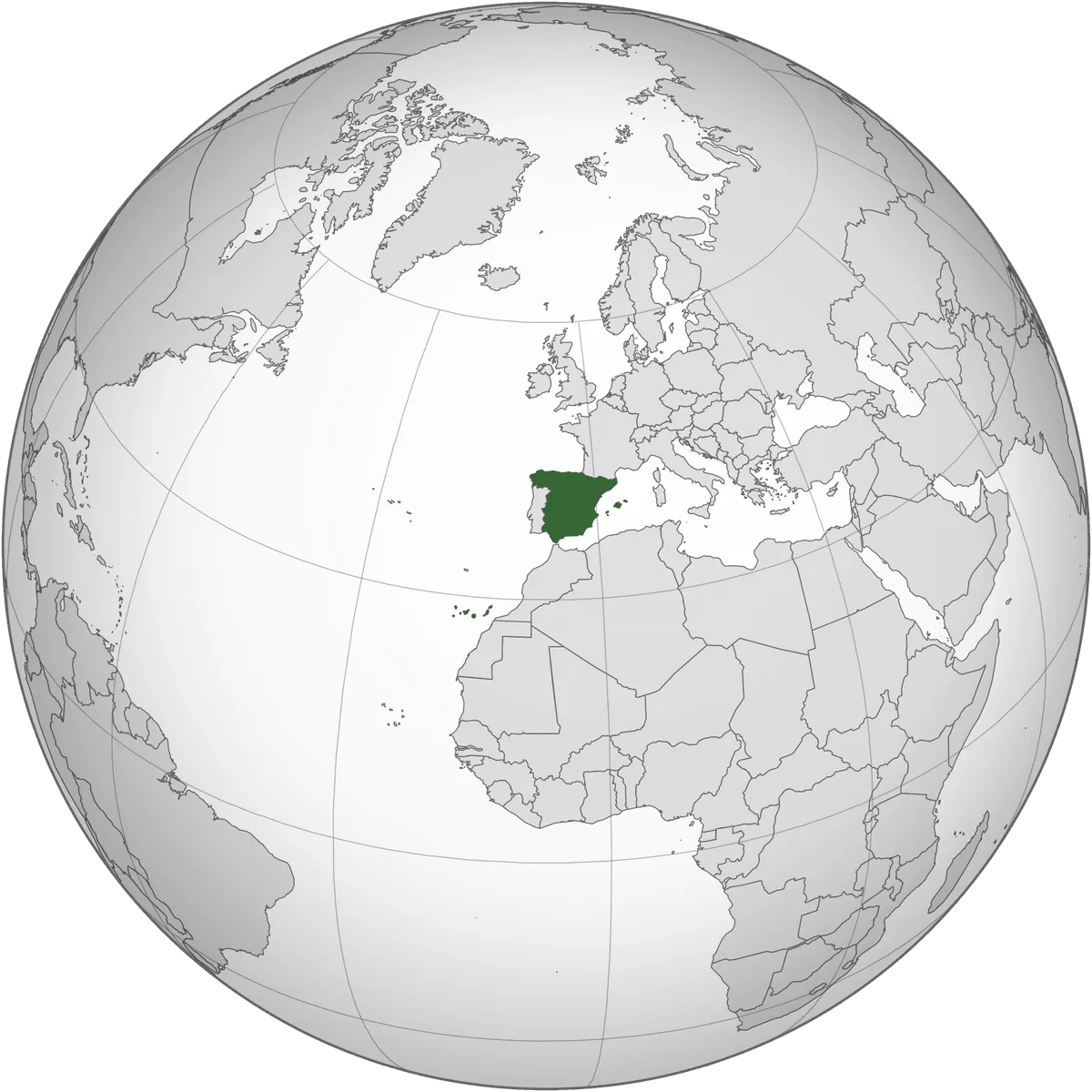 Spain on the globe