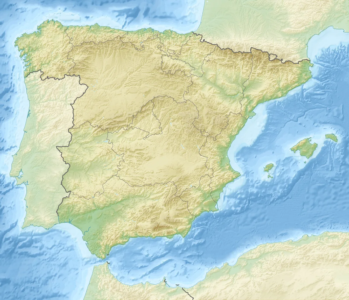 Relief map of Spain — physical geography