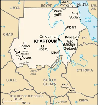Reference map of Sudan (CIA World Factbook)