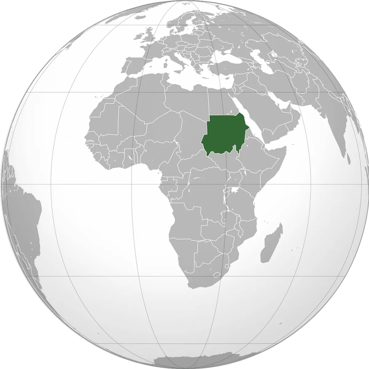 Sudan on the globe