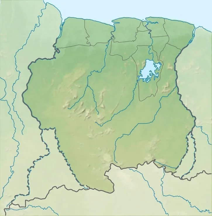 Relief map of Suriname — physical geography