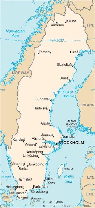 Reference map of Sweden (CIA World Factbook)