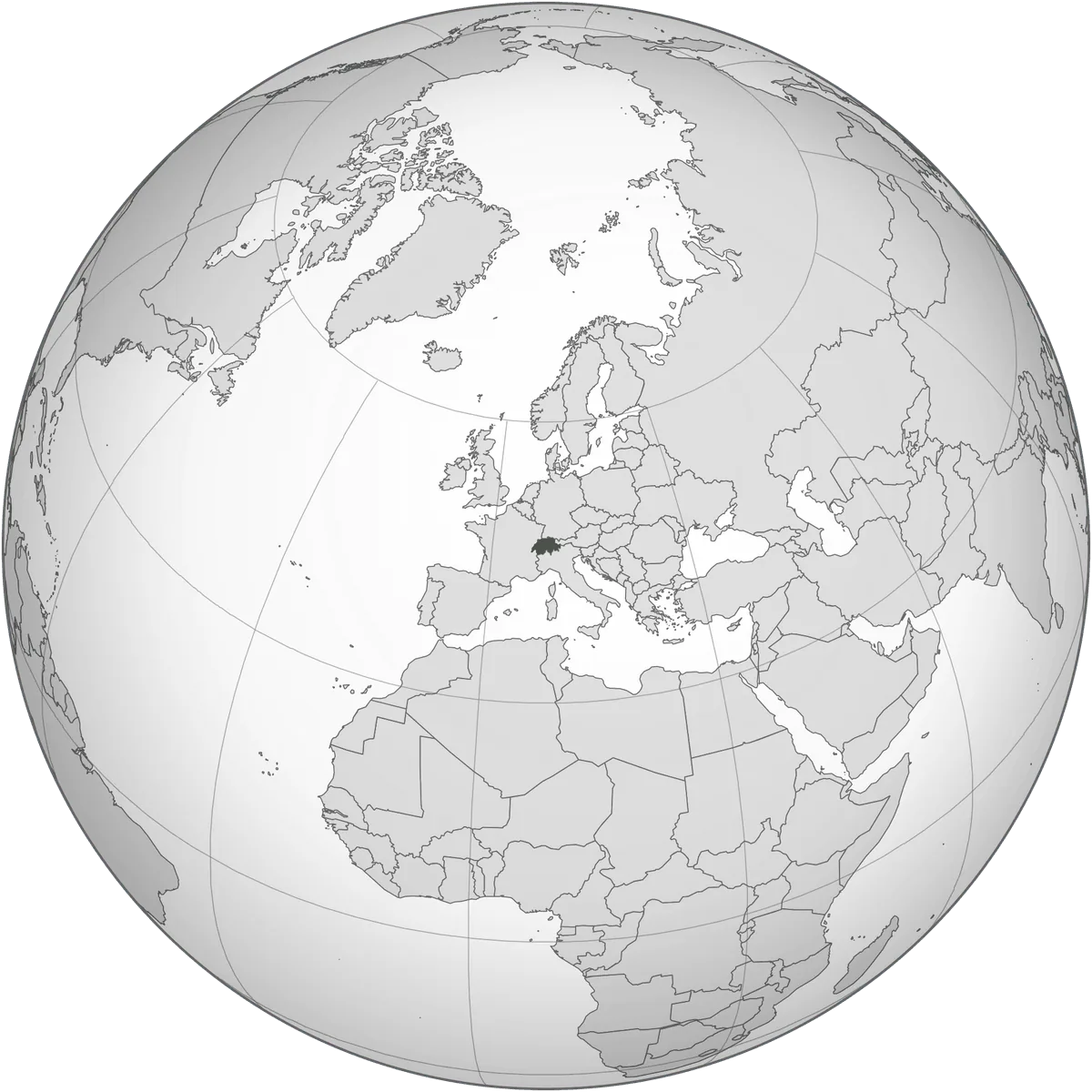 Switzerland on the globe