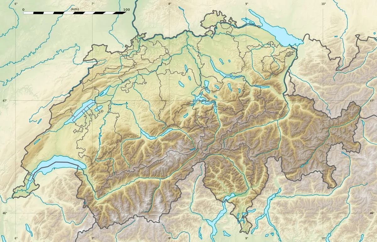 Relief map of Switzerland — physical geography