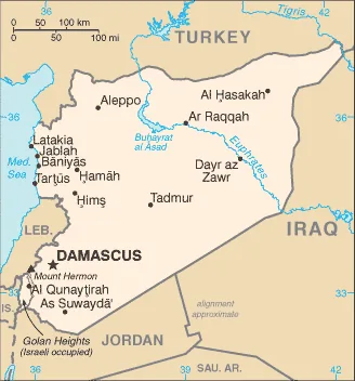 Reference map of Syria (CIA World Factbook)