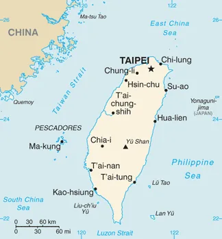 Reference map of Taiwan (CIA World Factbook)