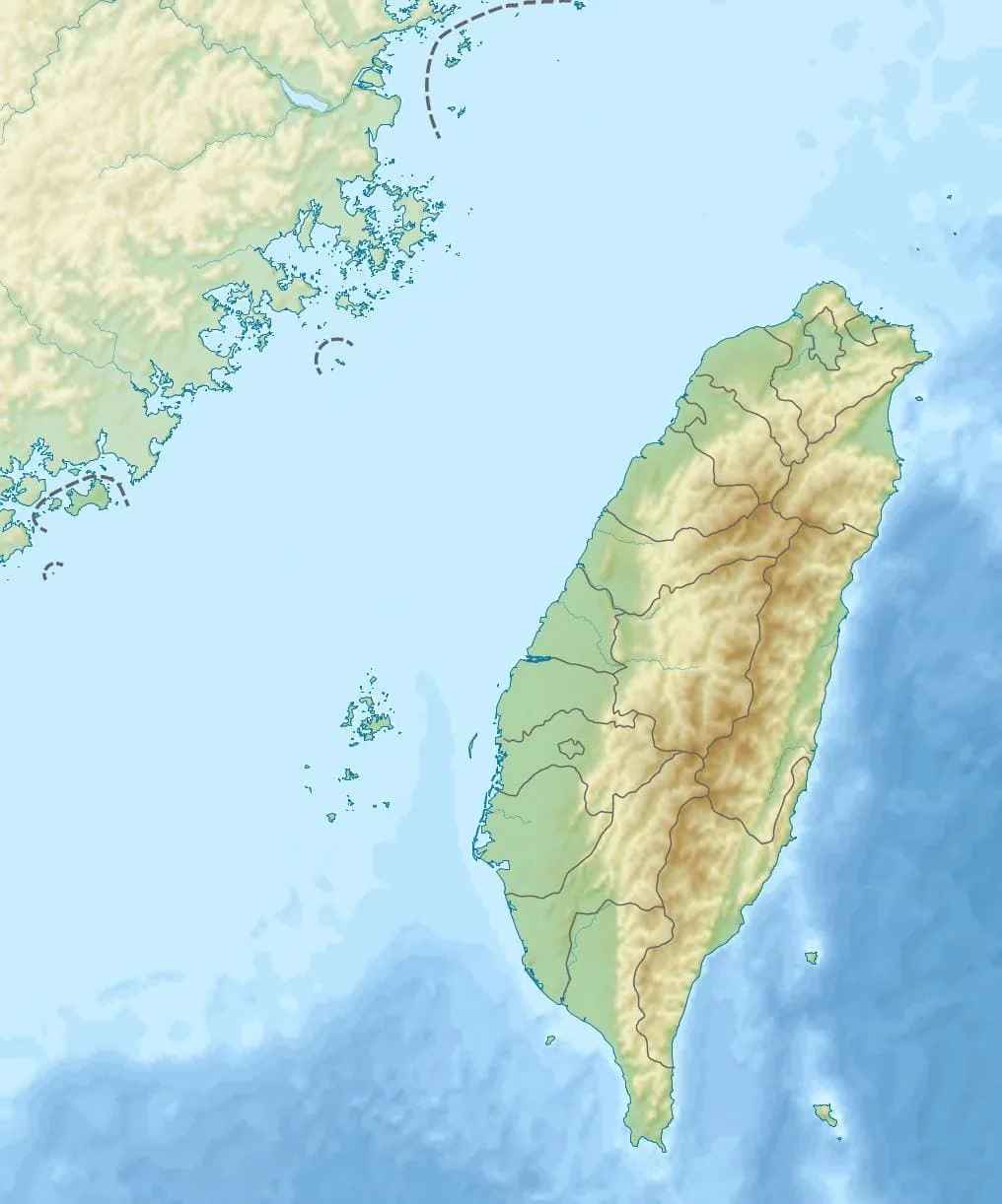 Relief map of Taiwan — physical geography