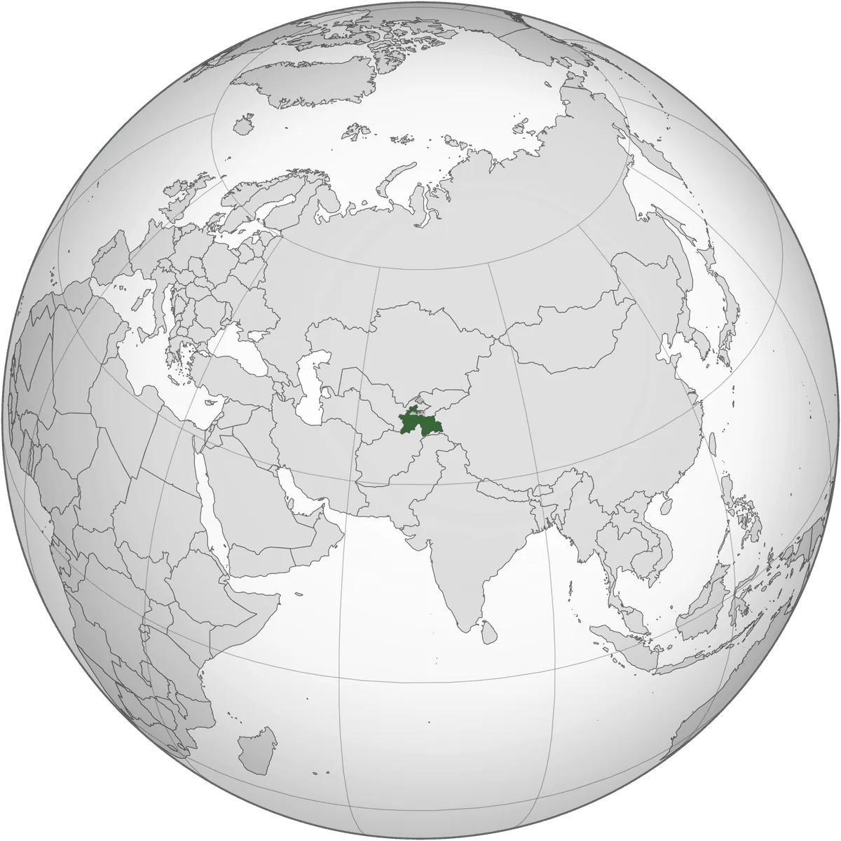 Tajikistan on the globe