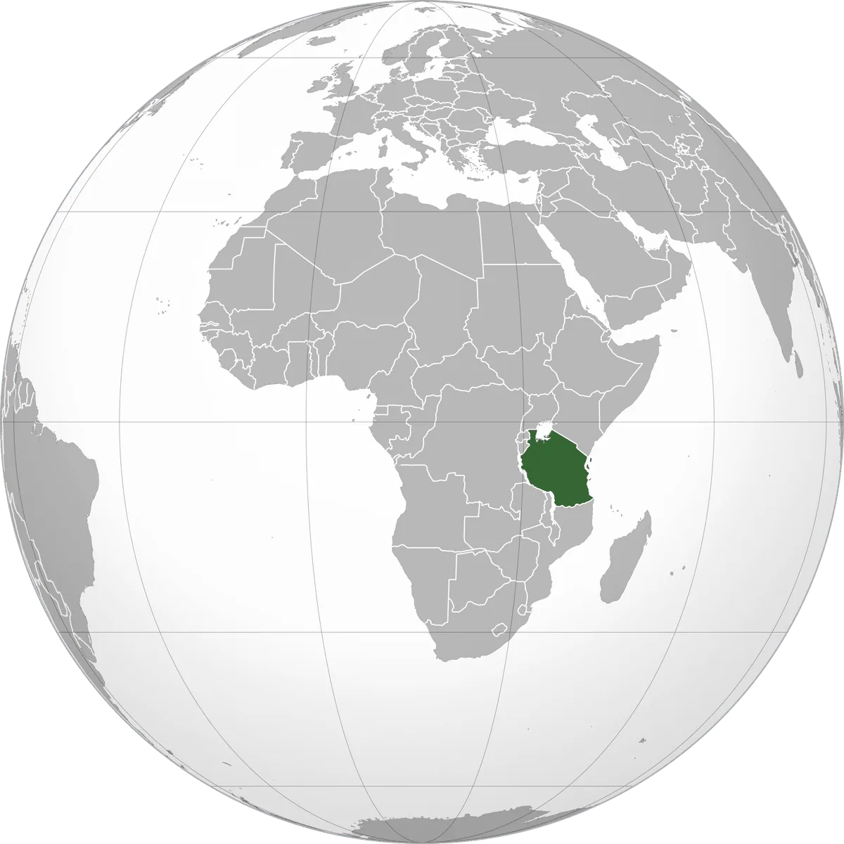 Tanzania on the globe