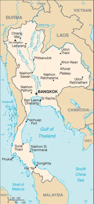 Reference map of Thailand (CIA World Factbook)