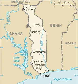 Reference map of Togo (CIA World Factbook)