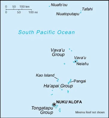 Reference map of Tonga (CIA World Factbook)