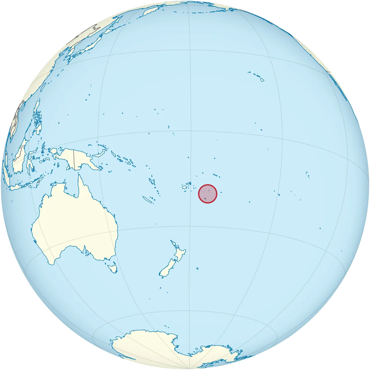 Tonga on the globe