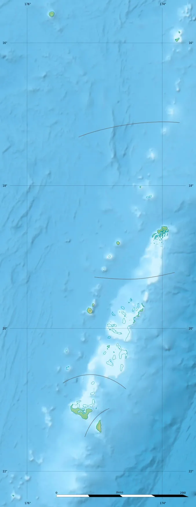 Relief map of Tonga — physical geography