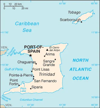 Reference map of Trinidad and Tobago (CIA World Factbook)