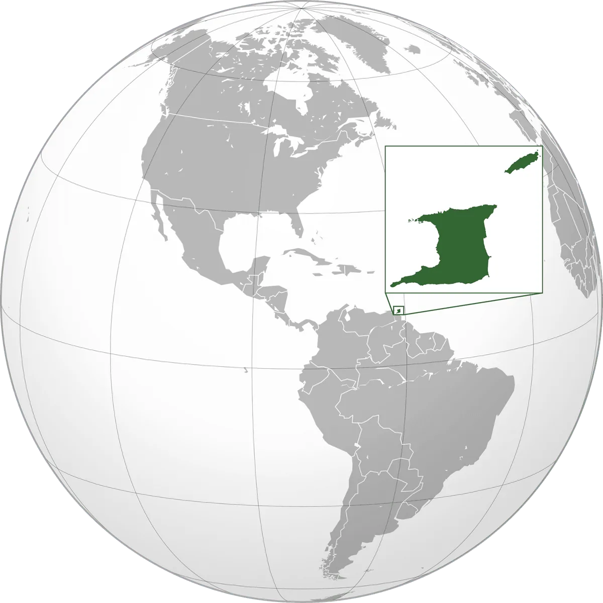 Trinidad and Tobago on the globe