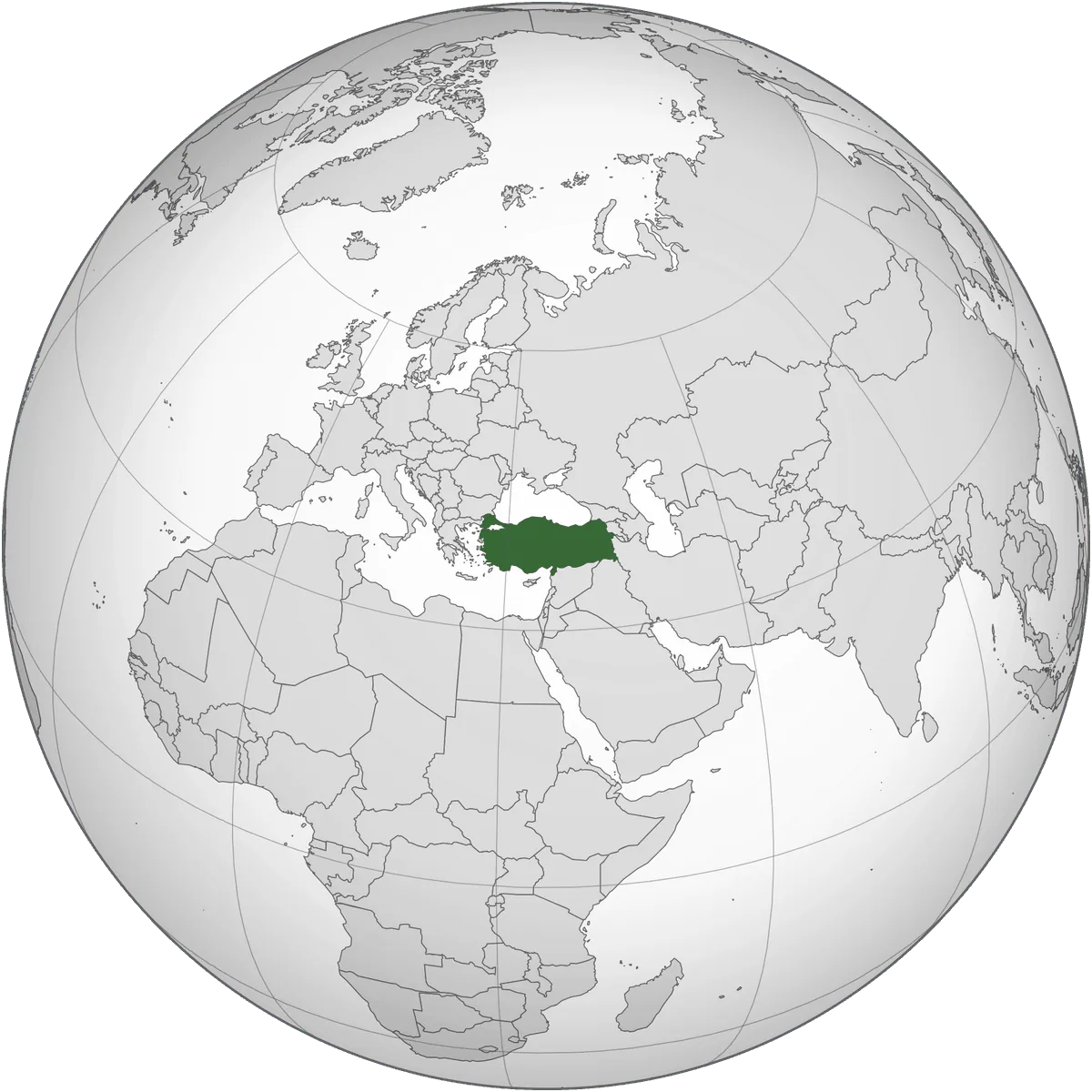 Turkey on the globe