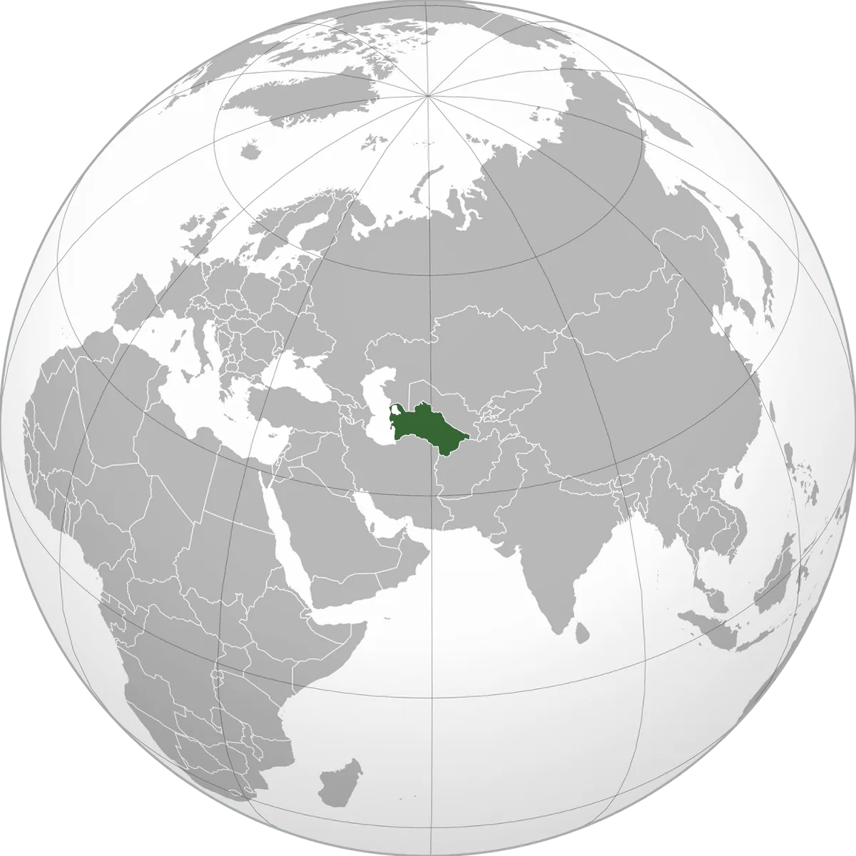 Turkmenistan on the globe