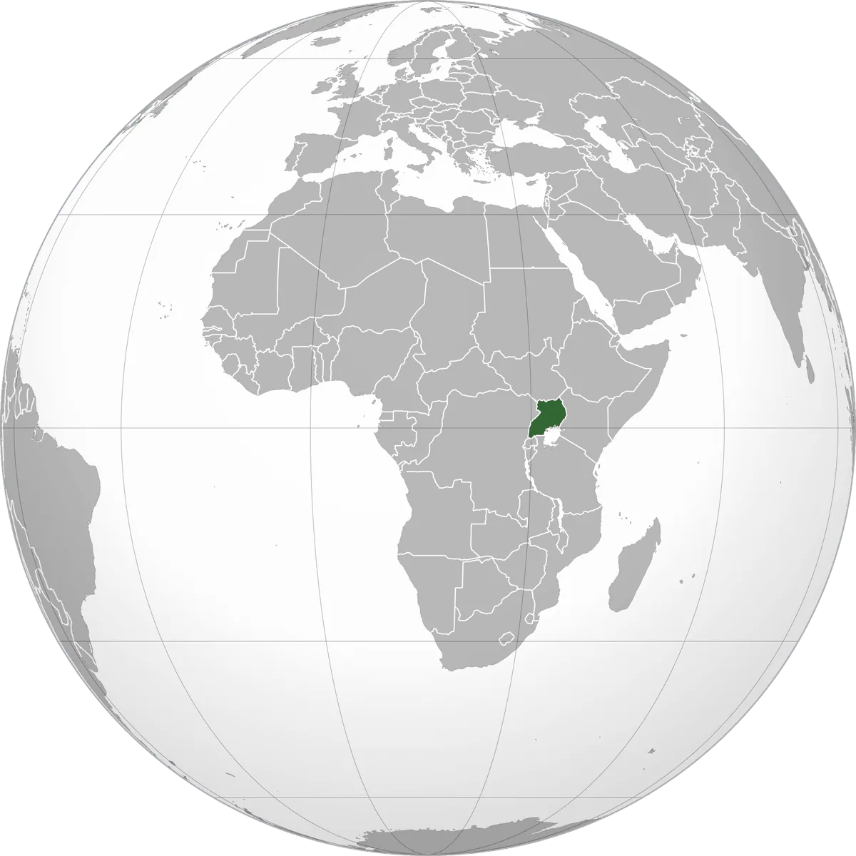 Uganda on the globe