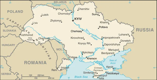 Reference map of Ukraine (CIA World Factbook)