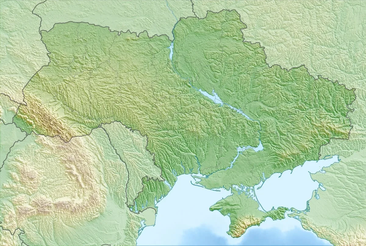 Relief map of Ukraine — physical geography