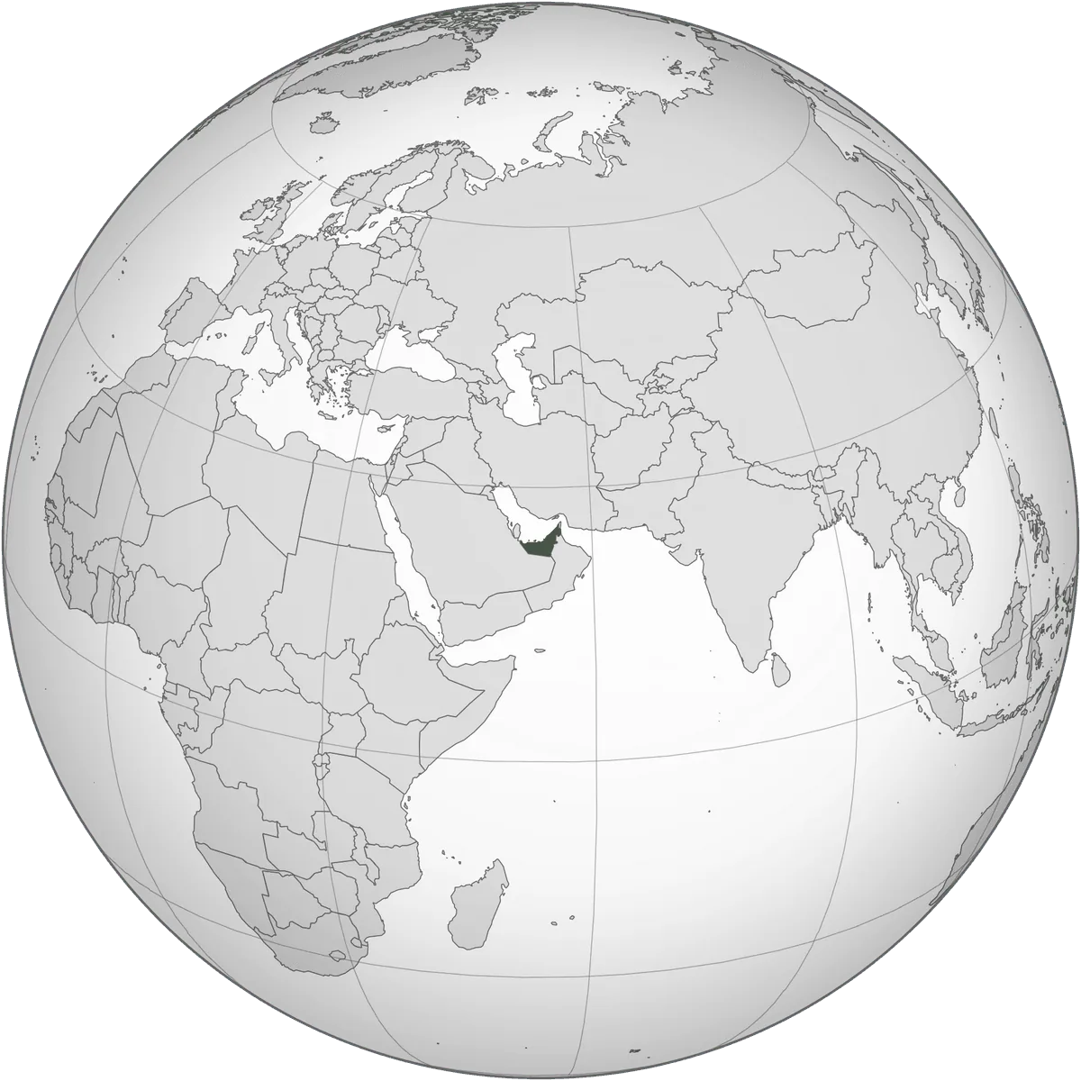 the United Arab Emirates on the globe
