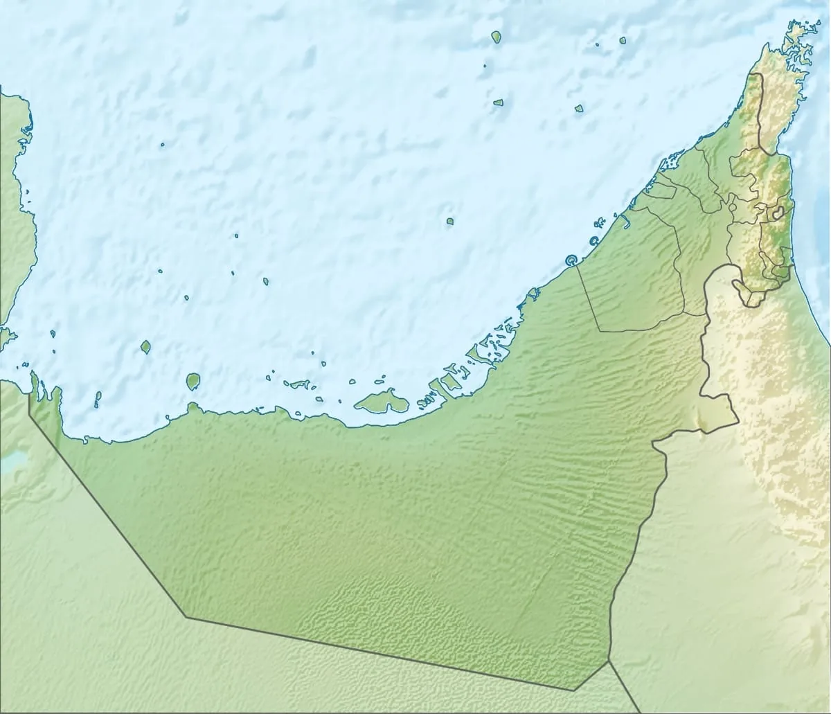 Relief map of the United Arab Emirates — physical geography