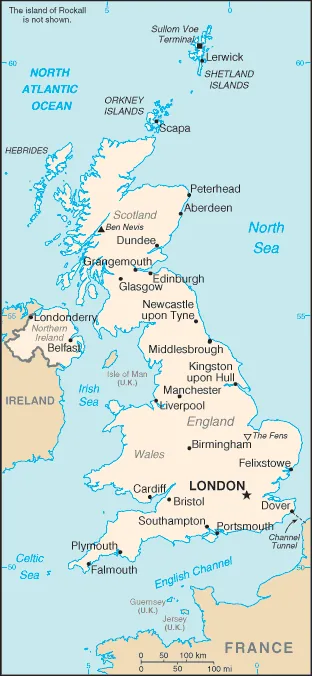 Reference map of the United Kingdom (CIA World Factbook)