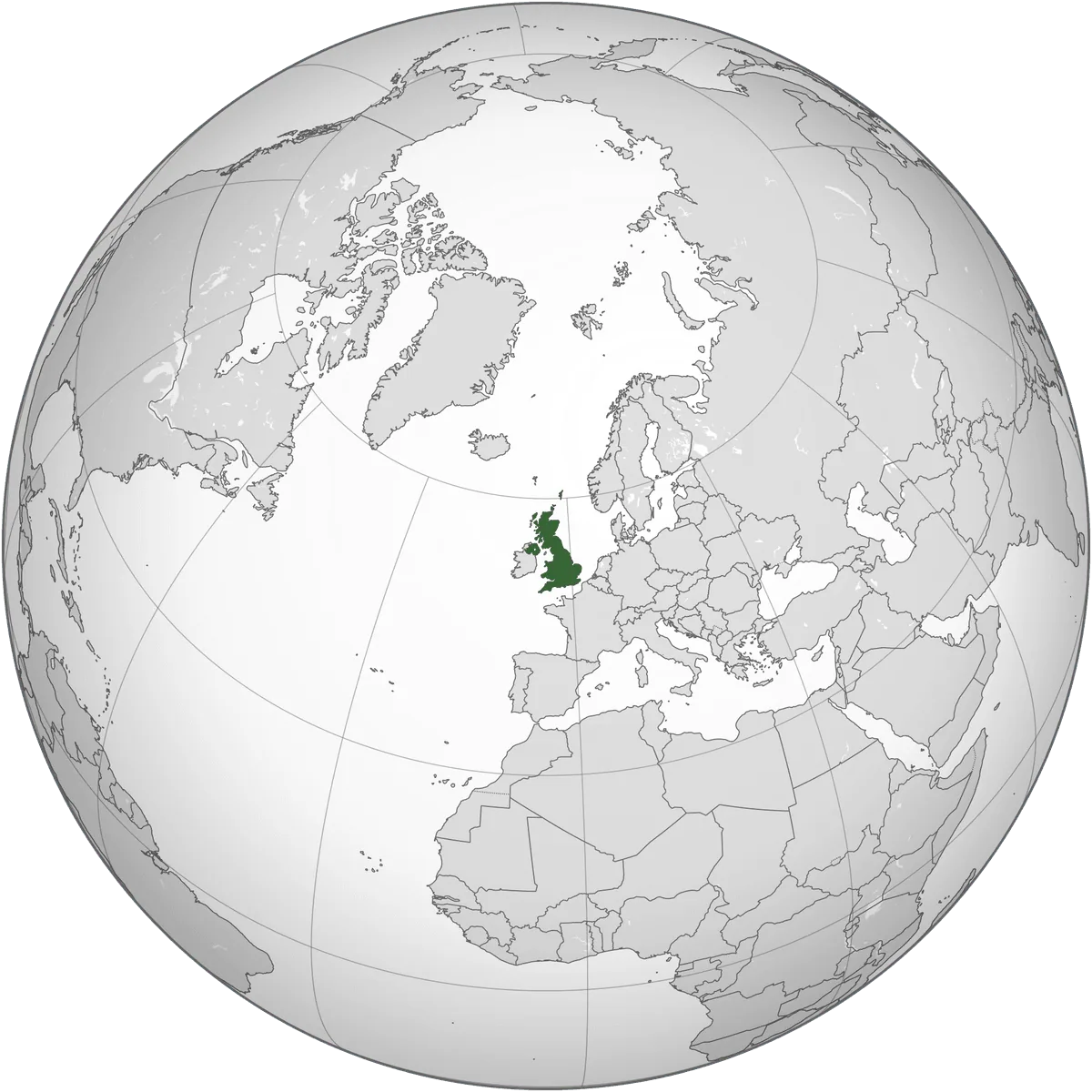 the United Kingdom on the globe