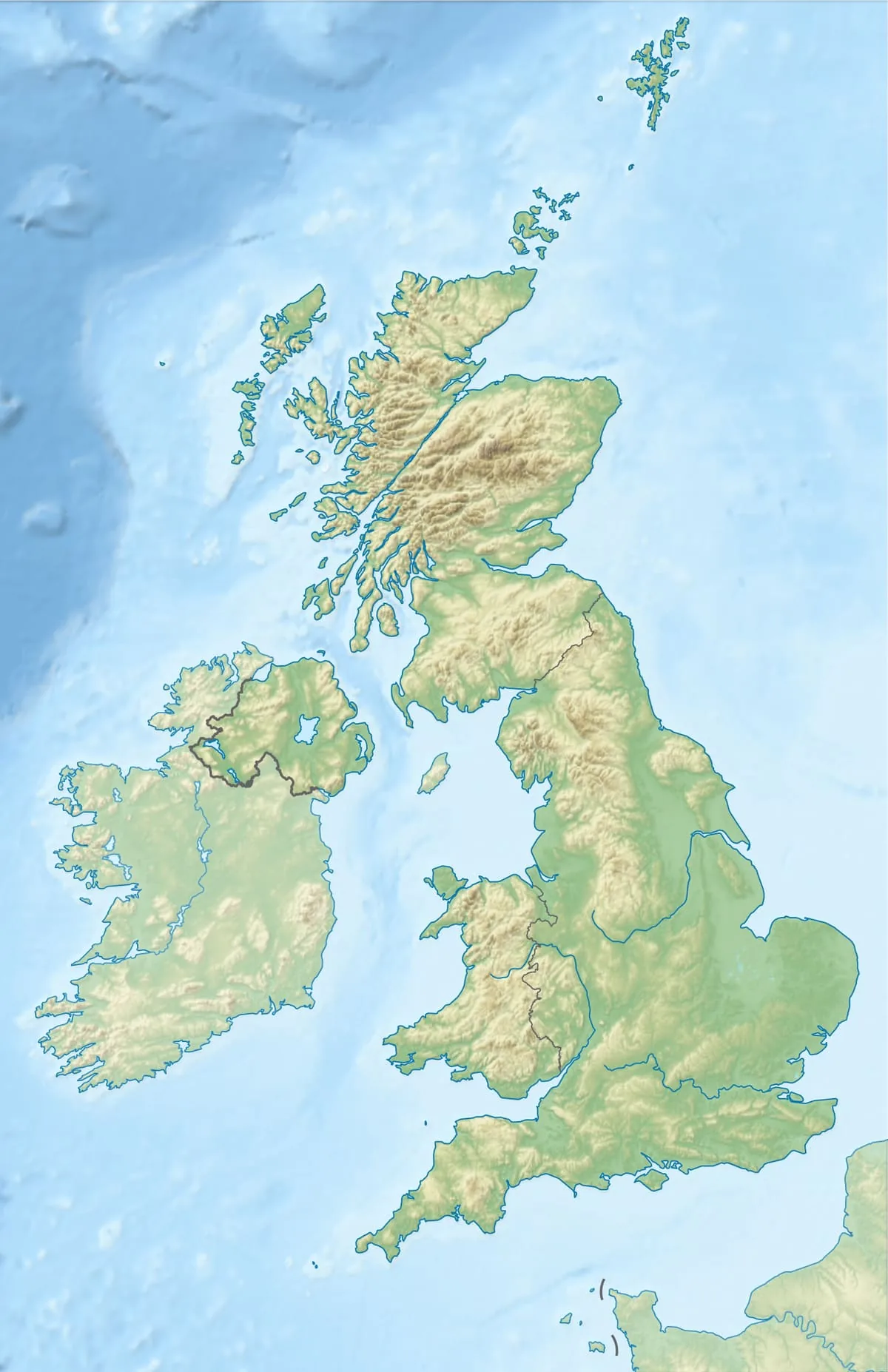 Relief map of the United Kingdom — physical geography