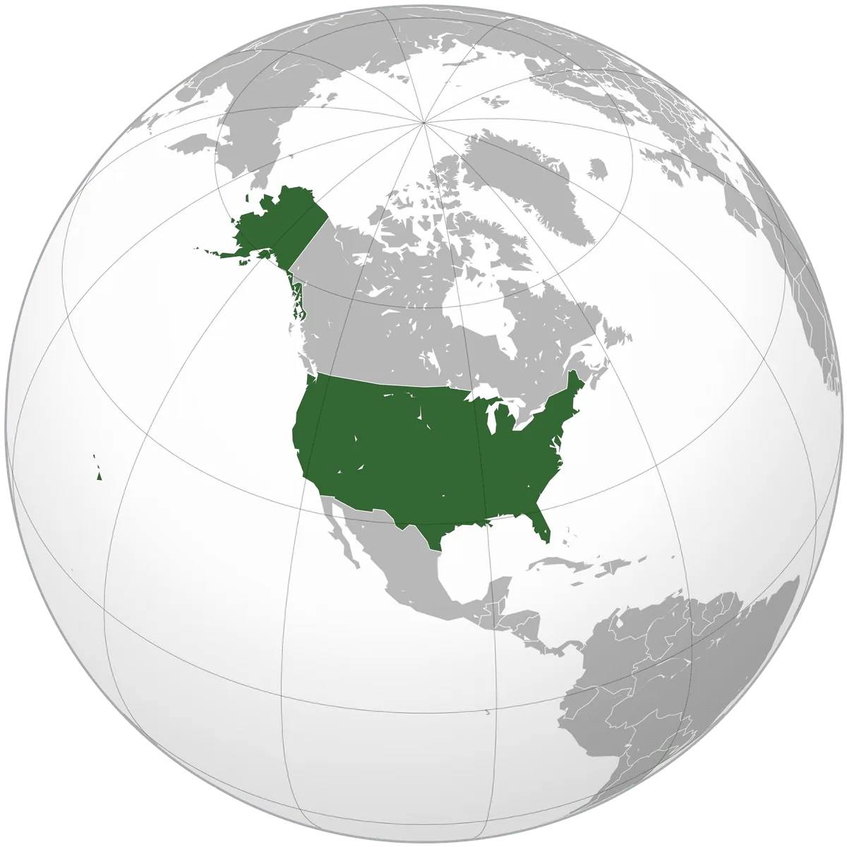 the United States on the globe